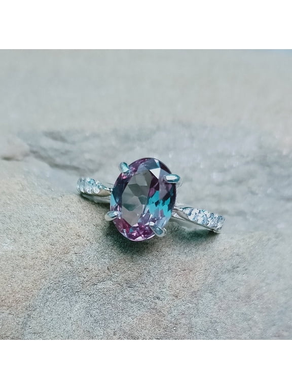 Natural Certifed alexandrite ring, 925 Sterling Silver Ring, Color Change Stone Ring, Oval Cut Alexandrite, Ring for Gift
