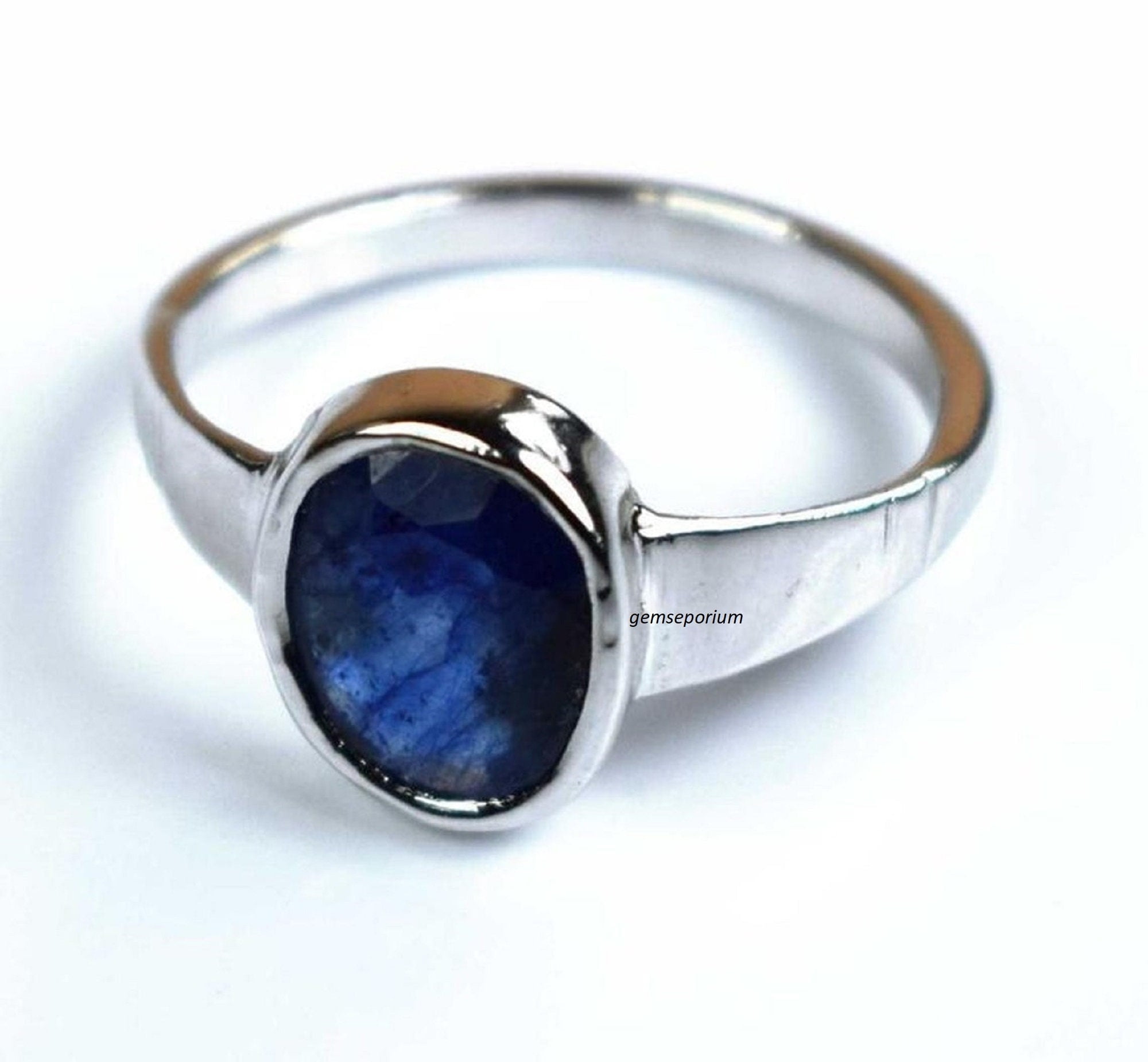 Certified Natural Blue Sapphire And Neelam Rashi Ratan Astrological Purpose Ring In 925 Sterling Silver For Men & Women store Ring Gift