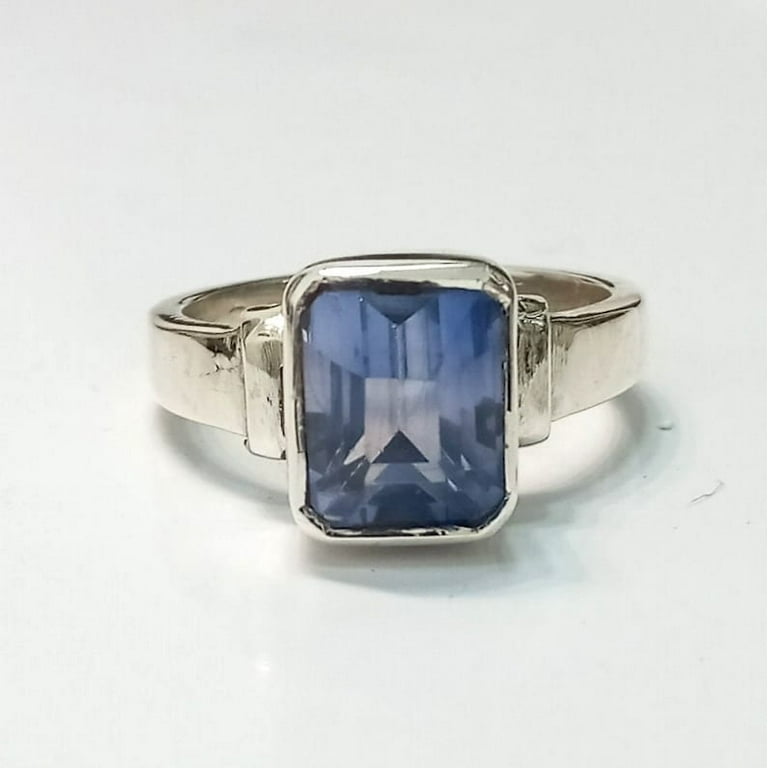 Natural Certified Blue Sapphire Rashi Ratan Astrological Purpose Ring in 925 Sterling Silver for Men Women Adult Unisex Size US