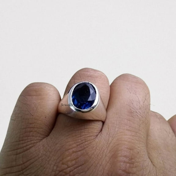 Natural Certified Blue Sapphire Ring, Sapphire Ring, Gemstone Ring, Neelam Ring In Sterling Silver925 Handmade Ring For Men & Women