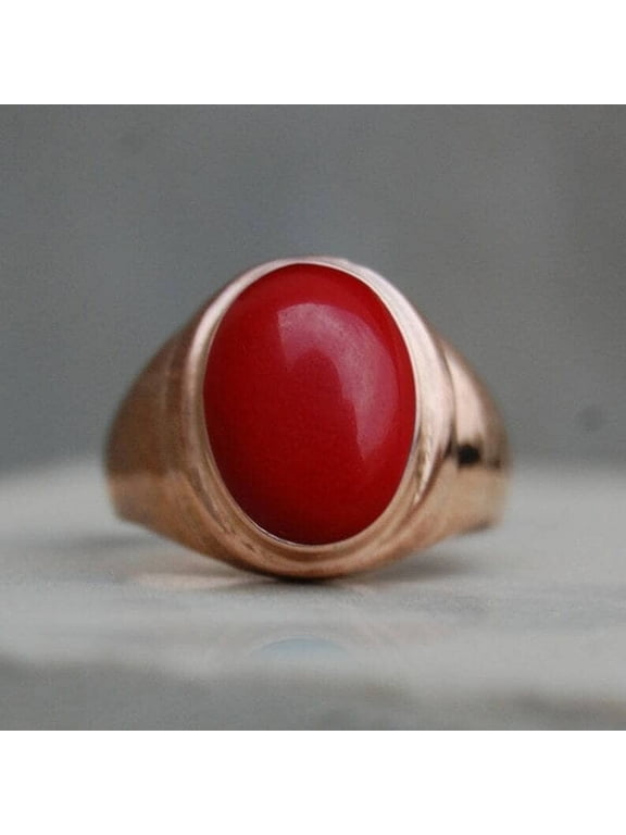 Natural Certified Red Coral Gemstone Moonga Astrological Ring 925 Sterling Silver Handmade Birthstone Jewelry Ring For Men
