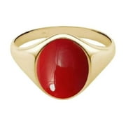 GEMEMPORIUM Natural Certified Red Coral Gemstone Moonga Astrological Ring 925 Sterling Silver Handmade Birthstone Jewelry Ring For Men