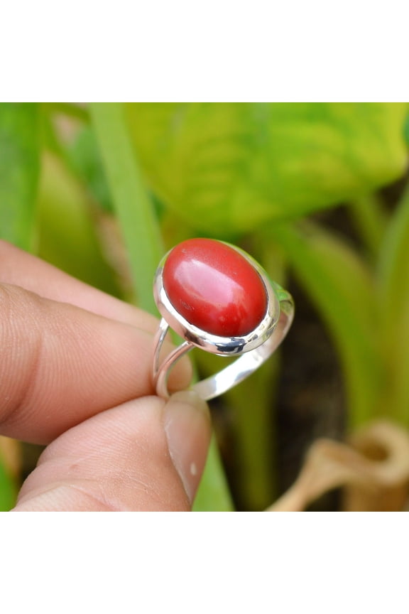 Natural Certified Red Coral Gemstone Moonga Astrological Ring 925 Sterling Silver Handmade Birthstone Jewelry Ring For Men