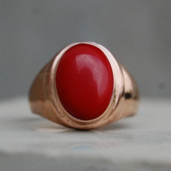 Natural Certified Red Coral Gemstone Moonga Astrological Ring 925 Sterling Silver Handmade Birthstone Jewelry Ring For Men