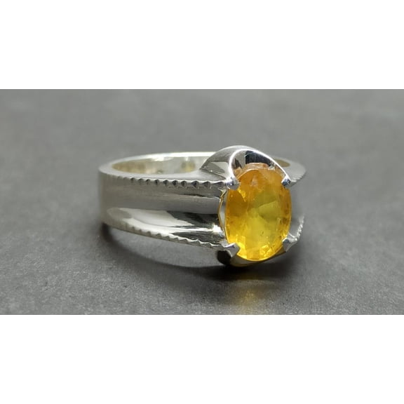 Natural Certified Yellow Sapphire/Pukhraj Gemstone Handmade Ring For Woman And men's Birthstone Gift Ring Halloween Gift