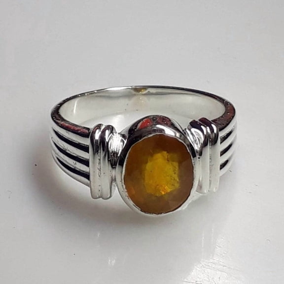 Natural Certified Yellow Sapphire/Pukhraj Gemstone Handmade Ring For Woman And men's Birthstone Gift Ring Halloween Gift