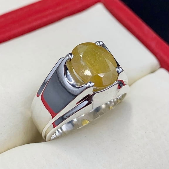 Natural Certified Yellow Sapphire/Pukhraj Gemstone Handmade Ring For Woman And men's Birthstone Gift Ring Halloween Gift