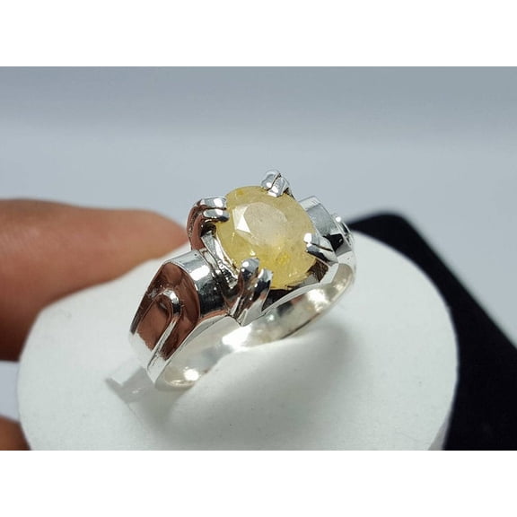 Natural Certified Yellow Sapphire/Pukhraj Gemstone Handmade Ring For Woman And men's Birthstone Gift Ring Halloween Gift
