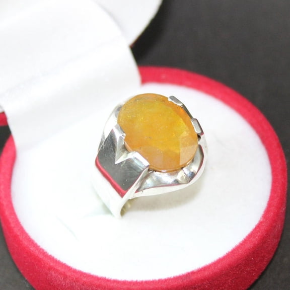Natural Certified Yellow Sapphire/Pukhraj Gemstone Handmade Ring For Woman And men's Birthstone Gift Ring Halloween Gift