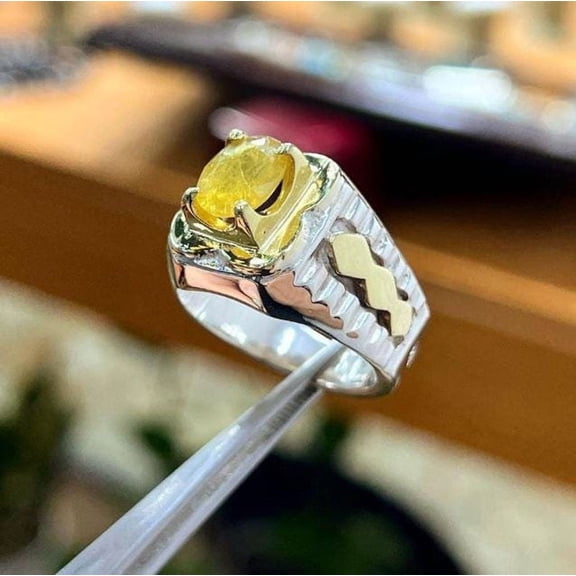 Natural Certified Yellow Sapphire/Pukhraj Gemstone Handmade Ring For Woman And men's Birthstone Gift Ring Halloween Gift