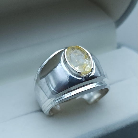 Natural Certified Yellow Sapphire/Pukhraj Gemstone Handmade Ring For Woman And men's Birthstone Gift Ring Halloween Gift