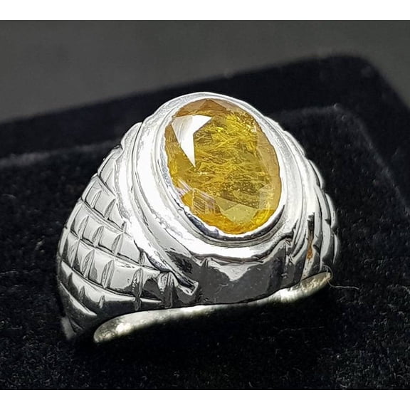 Natural Certified Yellow Sapphire/Pukhraj Gemstone Handmade Ring For Woman And men's Birthstone Gift Ring Halloween Gift