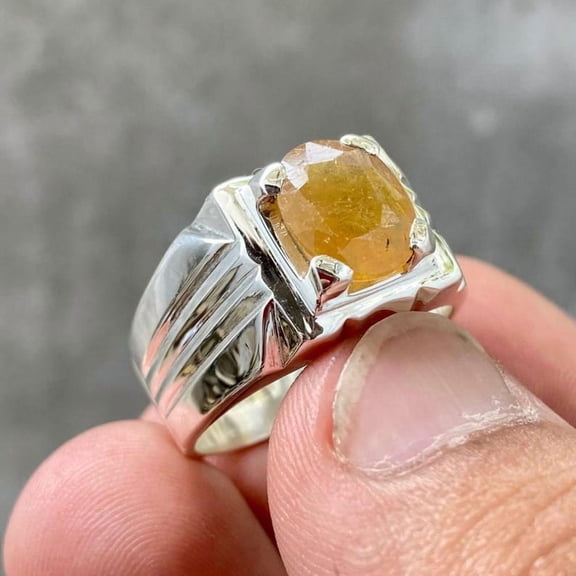 Natural Certified Yellow Sapphire/Pukhraj Gemstone Handmade Ring For Woman And men's Birthstone Gift Ring Halloween Gift