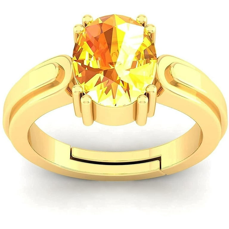 Natural Certified Yellow Sapphire/ Pukhraj Ring In Silver Sterling