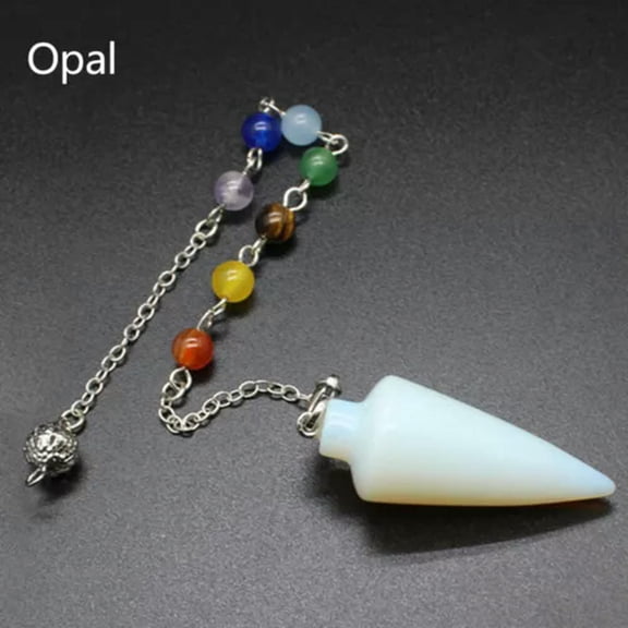 Natural Chakra Crystal Cone Pendulum Quartz Stone Pendant Necklace Healing Reiki