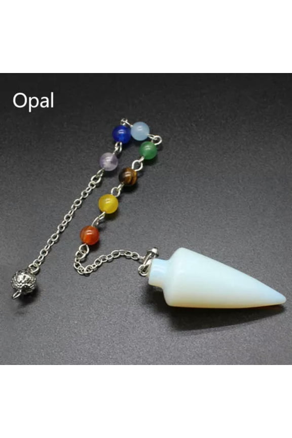 Natural Chakra Crystal Cone Pendulum Quartz Stone Pendant Necklace Healing Reiki