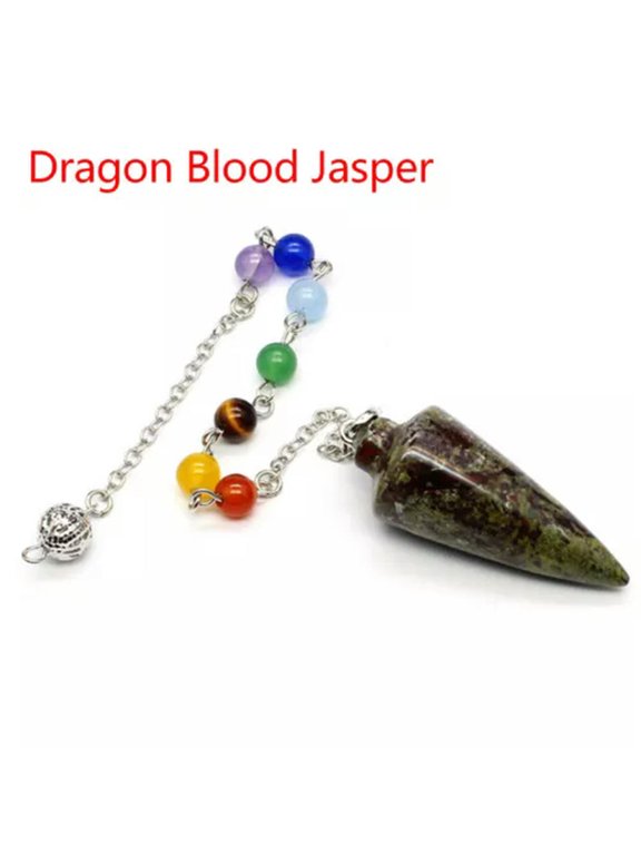 Natural Chakra Crystal Cone Pendulum Quartz Stone Pendant Necklace Healing Reiki