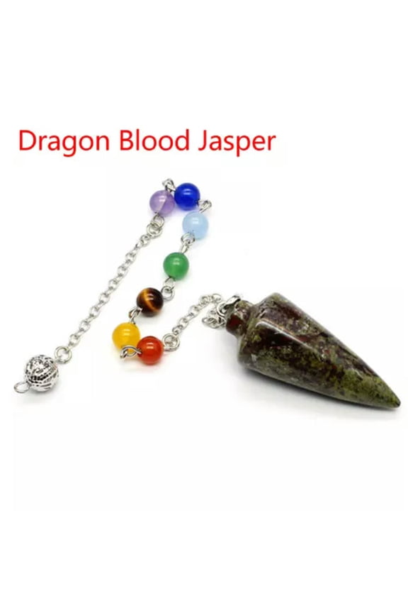 Natural Chakra Crystal Cone Pendulum Quartz Stone Pendant Necklace Healing Reiki