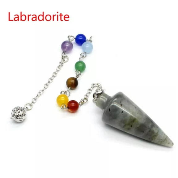 Natural Chakra Crystal Cone Pendulum Quartz Stone Pendant Necklace Healing Reiki