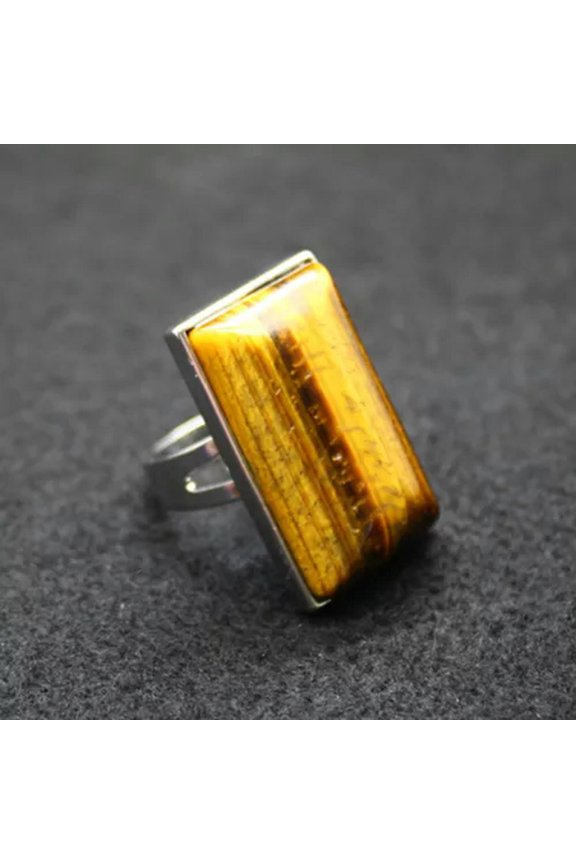 Natural Chakra Crystal Rectangular Ring Quartz Opening Jewelry Healing Reiki New