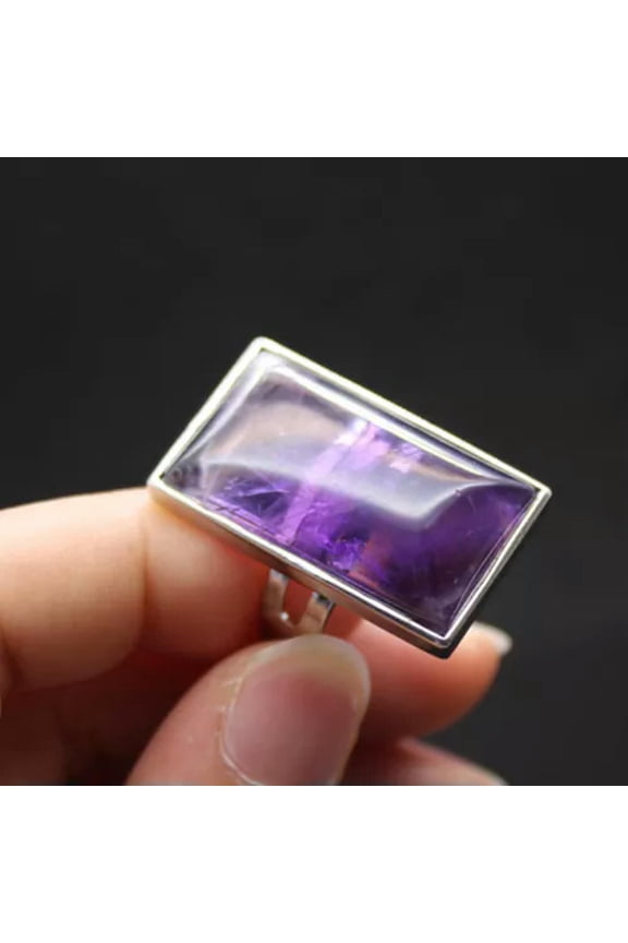 Natural Chakra Crystal Rectangular Ring Quartz Opening Jewelry Healing Reiki New