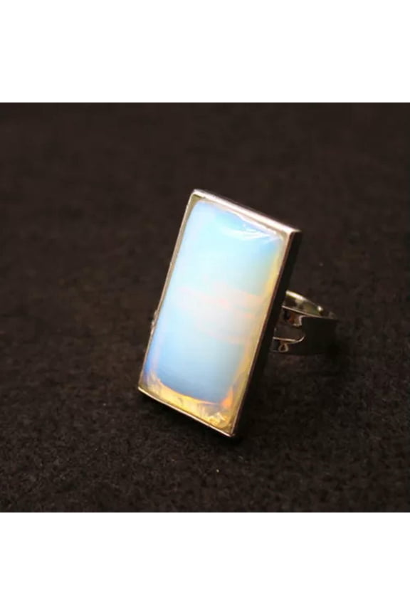 Natural Chakra Crystal Rectangular Ring Quartz Opening Jewelry Healing Reiki New