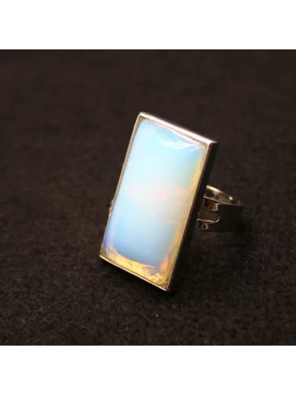 Natural Chakra Crystal Rectangular Ring Quartz Opening Jewelry Healing Reiki New