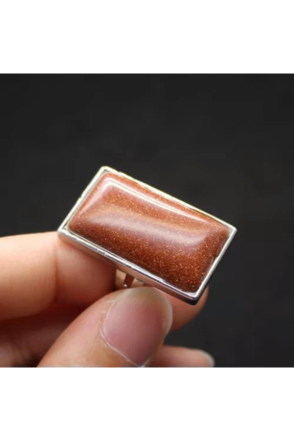 Natural Chakra Crystal Rectangular Ring Quartz Opening Jewelry Healing Reiki New