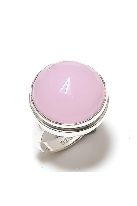 Natural Chalcedony Gemstone Handmade 925 Sterling Silver Jewelry Ring S.10