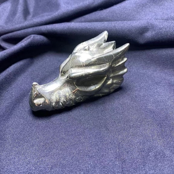 Natural Chalcopyrite Carved Healing Dragon Head Figurines Reiki Energy Stone Display Decorations 77x37x40mm