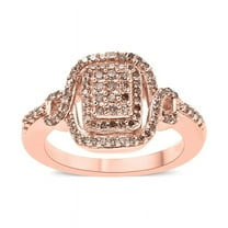 Natural Champagne Diamond Cluster Ring in 14k Rose Gold Finish - Anniversary Gift