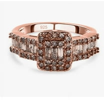 Natural Champagne Diamond Ring in 14k Rose Gold Finish - Christmas Gift For Her