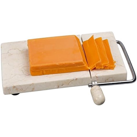 Natural Champagne Marble Cheese Slicer Wire Cheese Butter Cutter, 5" L x 8" W, Beige