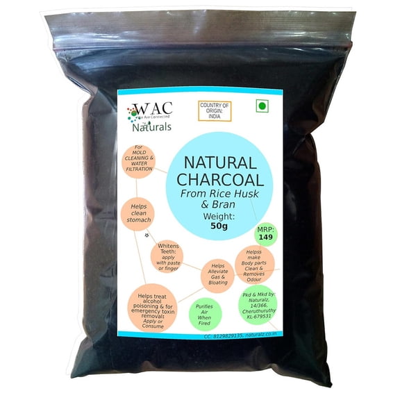 Natural Charcoal from Rice Husk & Bran  50g