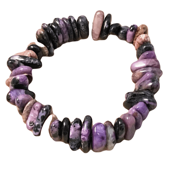 Natural Charoite 5-14mm Nugget Tumble Shape Smooth Cut Beads Stretchable Bracelet for Men & Women.