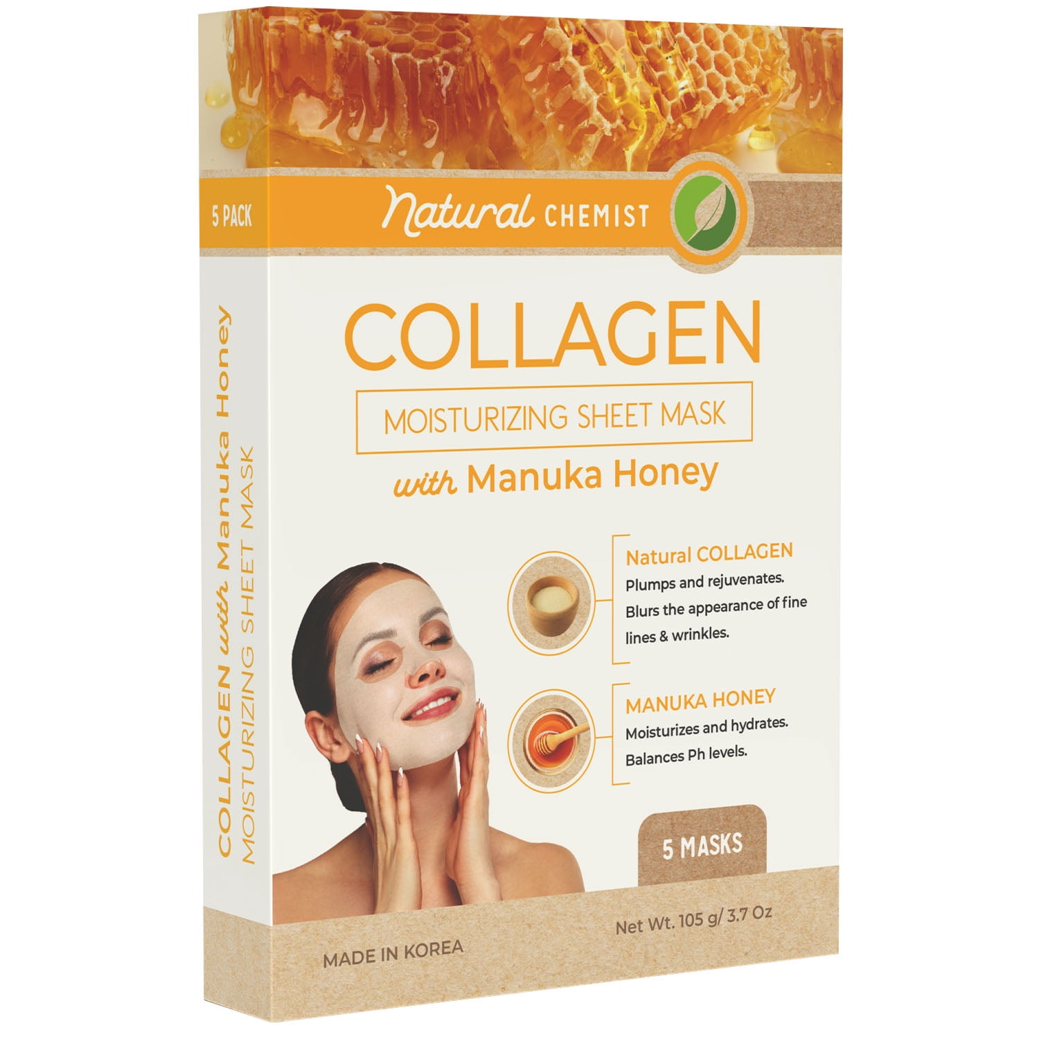 Natural Chemist Collagen & Manuka Honey Sheet Face Mask Moisturizing