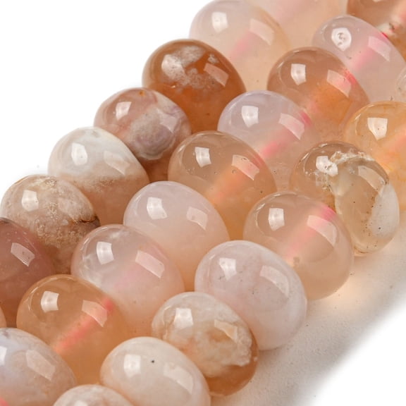 Natural Cherry Blossom Agate Beads Strands Rondelle 8~8.5x5mm Hole: 1mm about 74pcs/strand 14.84''~15''(37.7~38.1cm)
