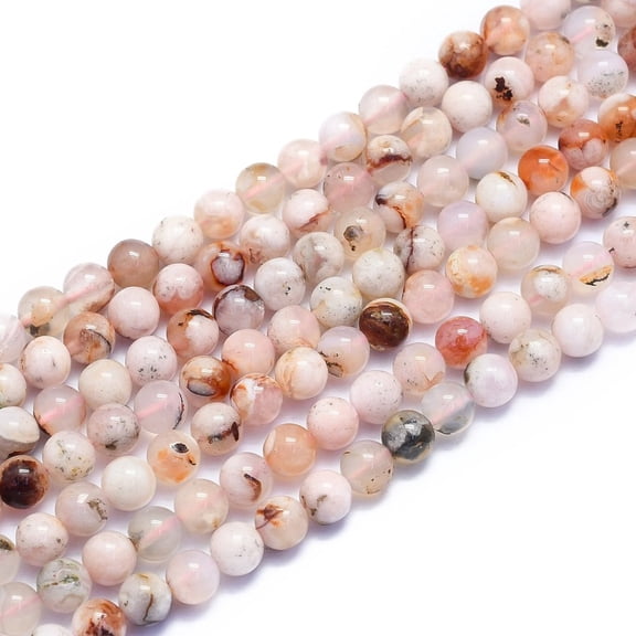 Natural Cherry Blossom Agate Beads Strands Round 6~6.5mm Hole: 0.8mm about 60pcs/Strand 14.96 inch(38cm)