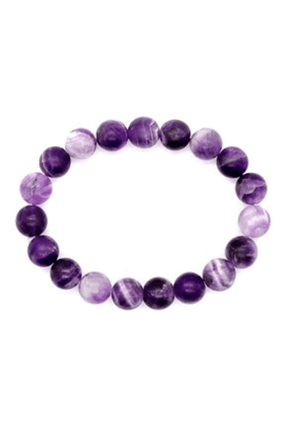 Natural Chevron Amethyst 10mm Round Shape Smooth Cut Beads Stretchable Bracelet for Men & Women.