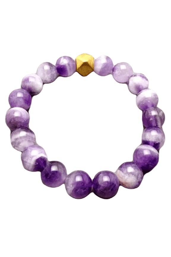 Natural Chevron Amethyst 10mm Round Shape Smooth Cut Beads Stretchable Bracelet for Men & Women.