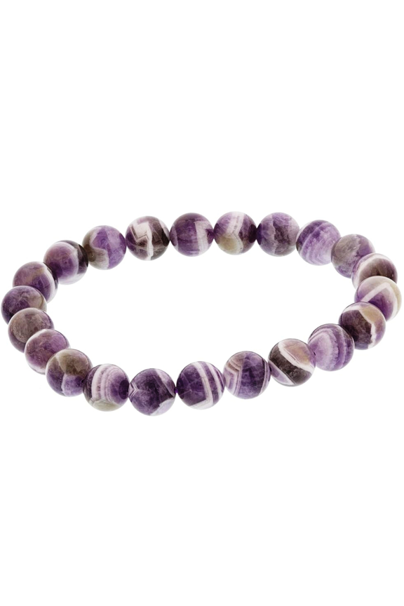 Natural Chevron Amethyst 8mm Round Shape Smooth Cut Beads Stretchable Bracelet for Men & Women.