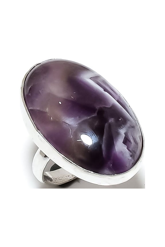 Natural Chevron Amethyst Gemstone 925 Sterling Silver Gift Ring Size 6