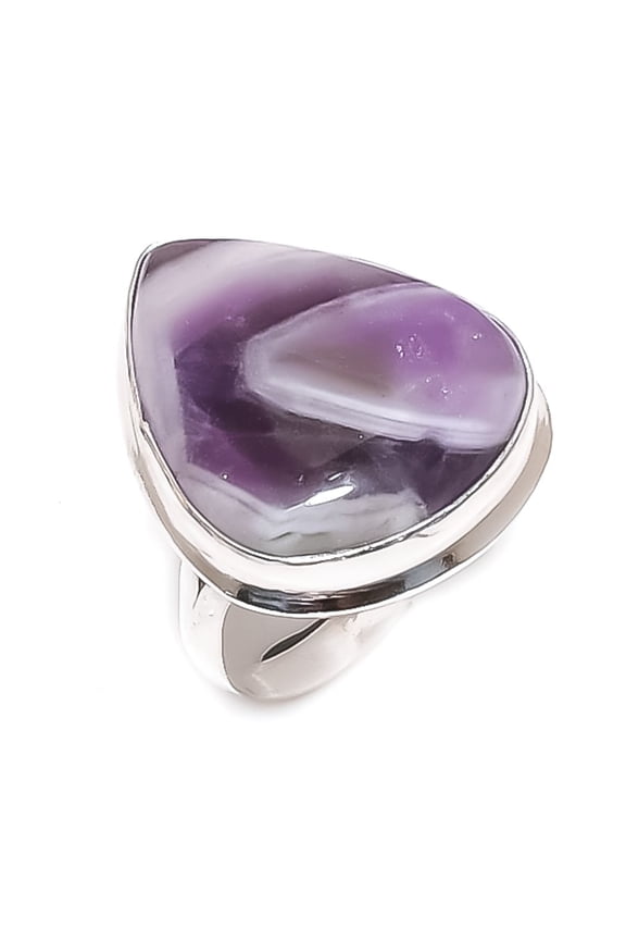 Natural Chevron Amethyst Gemstone 925 Sterling Silver Jewelry Ring Size 6