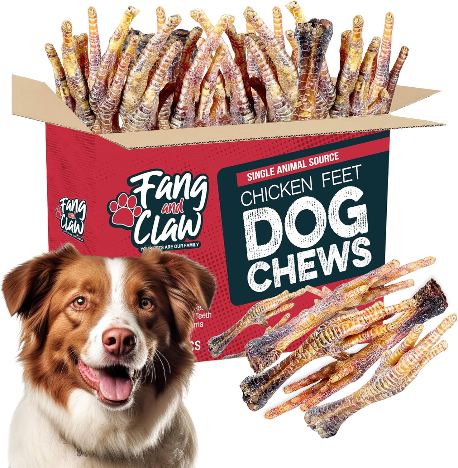 Natural Chicken Feet for Dogs, Treats – 75 Count Pack – Single Ingredient, All‑Natural, Air‑Dried Chicken Feet Chews, High Protein, Low Calorie, Digestible, Hip & Joint Support