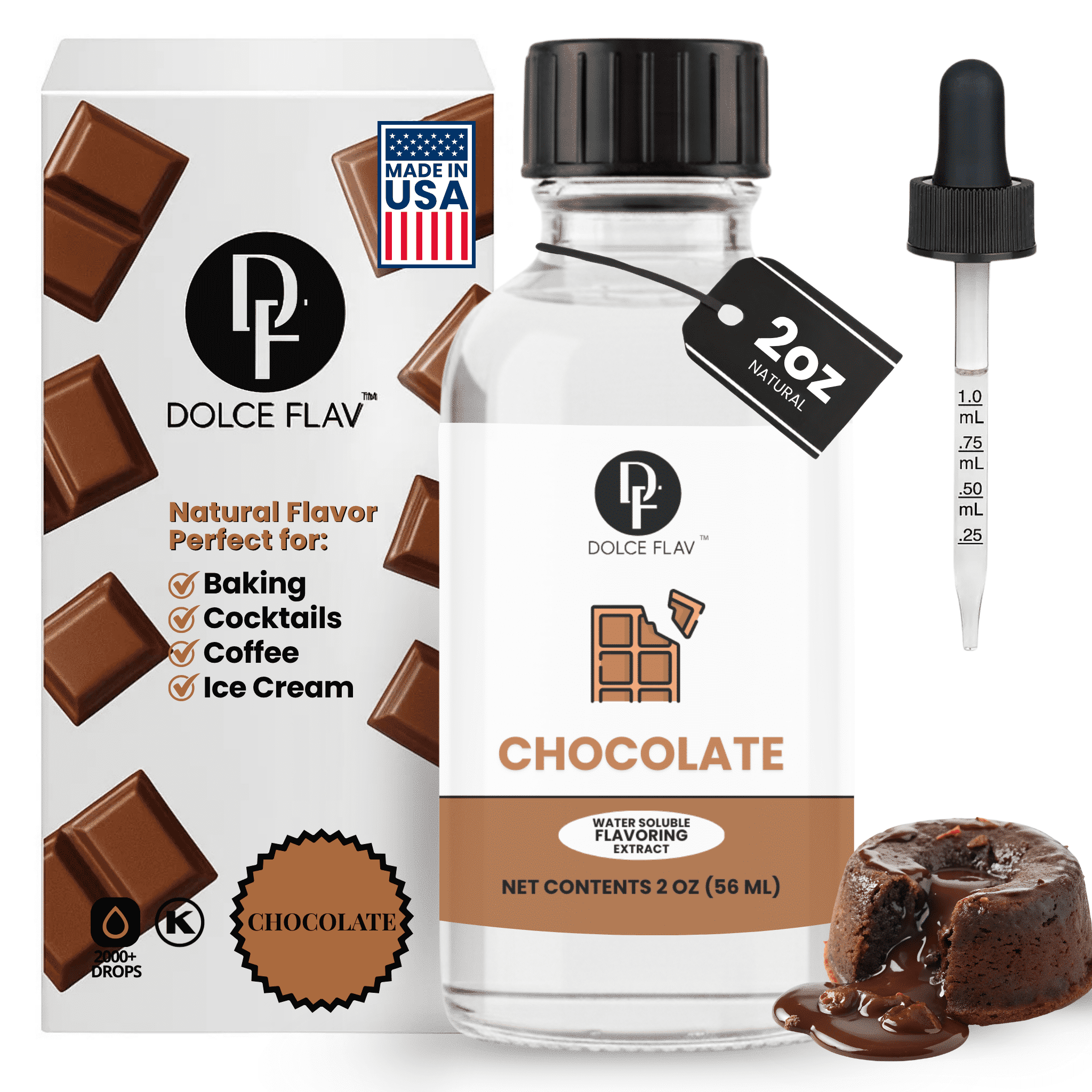 Natural Chocolate Extract  2 Oz. for Baking, Coffee & Ice Cream
