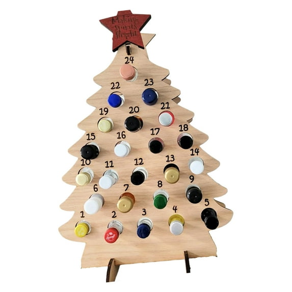 Natural Christmas Count Down Display Tree Holds 24 Different Sized Bottle Holiday Decoration For Family Gatherings