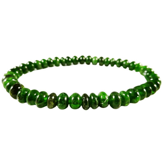 Natural Chrome Diopside 8mm Rondelle Shape Smooth Cut Beads Stretchable Bracelet for Men & Women.