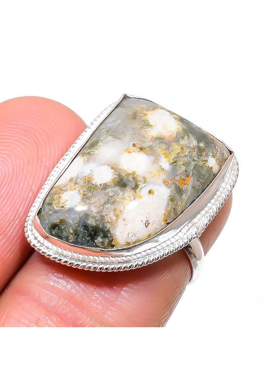 Natural Chrome Diopside 925 Sterling Silver Jewelry Ring Size Adjustable