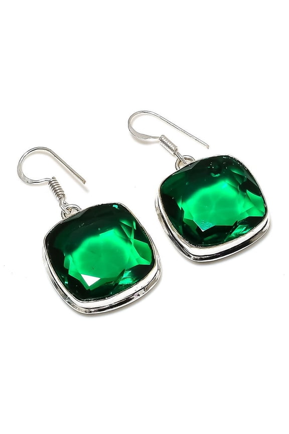 Natural Chrome Diopside Gemstone 925 Sterling Silver Gift Jewelry Earring 1.62"