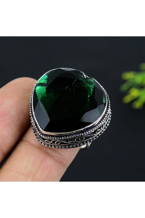 Natural Chrome Diopside Gemstone 925 Sterling Silver Gift Jewelry Ring Size 8.5